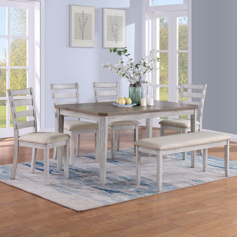 Berger 6-Piece Rustic Solid Wood Dining Table with Chair and Bench Set