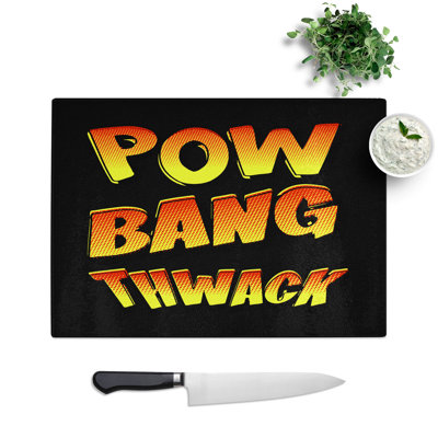 Pow Bang Thwack Typography Chopping Board