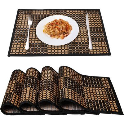 Placemats For Dining Table, Bamboo Placemats Set Of 4,Stain-Resistant,Heat-Resistant Place Mats,Durable And Sturdy Dining Place Mats For Kitchen Table
