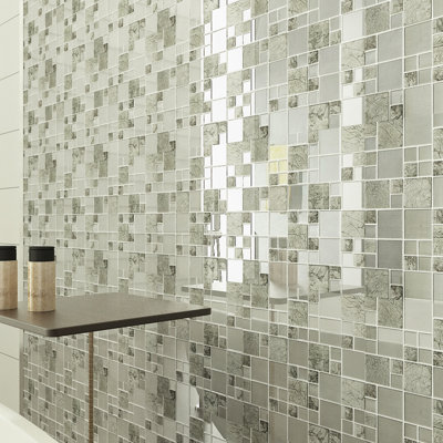 2" x 2" Natural Stone/ Glass Versailles Mosaic Wall Tile