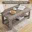 Table basse 47 po Rivets avec tablette de rangement ouverte et texture bois vieilli