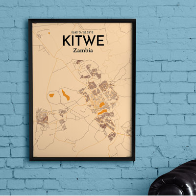 Kitwe City Map - No Frame Print