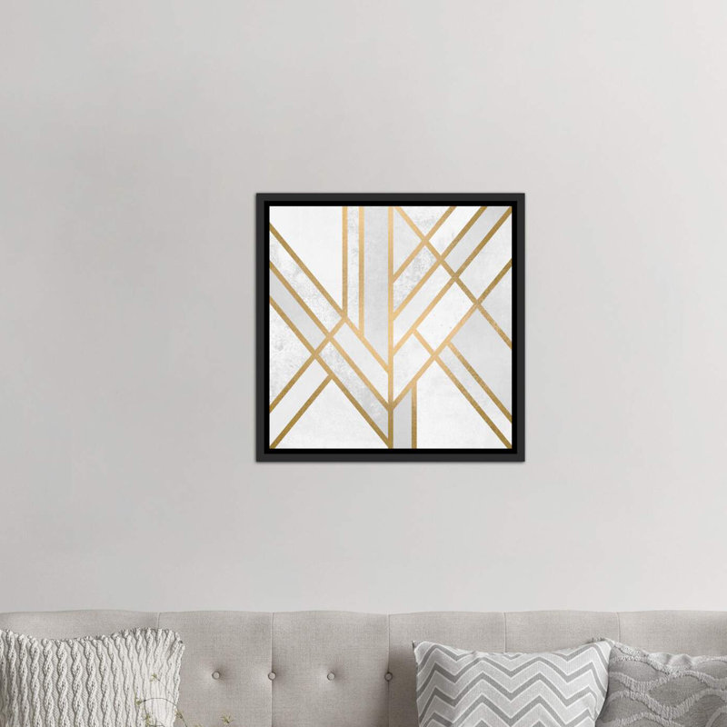 «Art Deco Geometric II» par Elisabeth Fredriksson - impression d'art graphique, Toile avec cadre noir