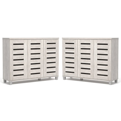 Armoire de rangement à chaussures 3 portes Lismore (ensemble de 2) - peut contenir 40 paires