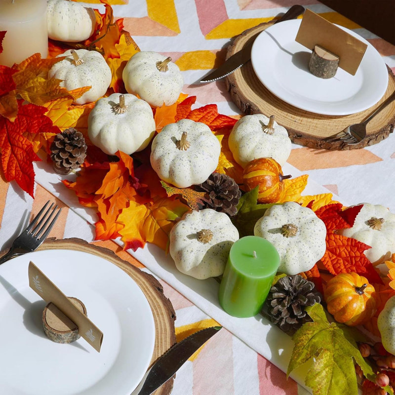 12 petites citrouilles artificielles 12 pièces, Crème