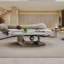 Modern Faux Marble Coffee Table, Sintered Stone Contemporary Tables with Stainless Steel Base-134286583
