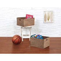 StorageWorks Seagrass Storage Basket, Hand-Woven Open-Front Bin with Handles, Brown, 13.8?x 11?x 5.5? 2-Pack