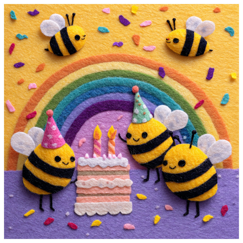 Felt Bees Birthday Cake Comforter, Twin Extra Long