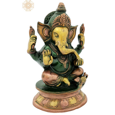 Figurine Bénédiction Ganesha assise sur piédestal