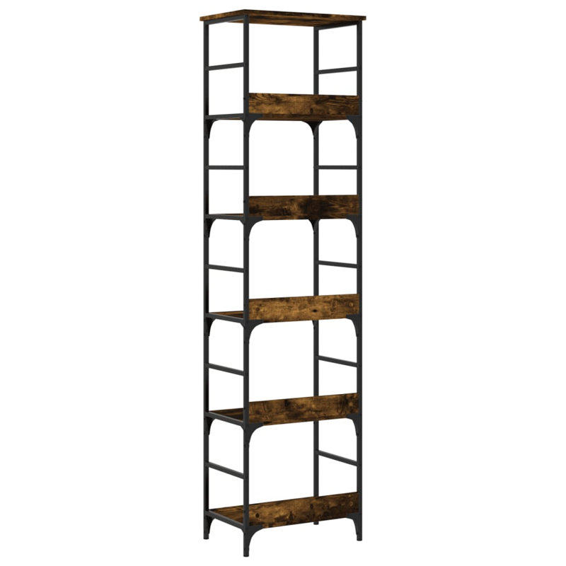 Nevai 188.5cm H x 50cm W Steel Etagere Bookcase, Smoked Oak