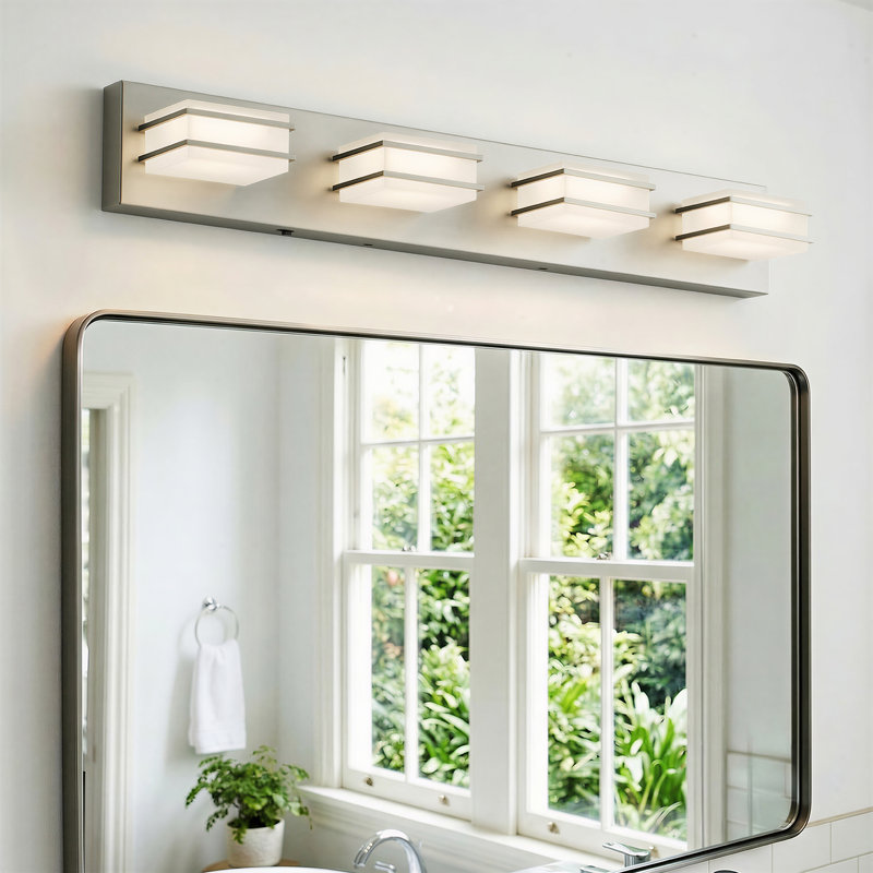 Barre d'éclairage DEL pour meuble-lavabo à DEL, 5 ampoules réglables, nickel brossé, Nickel brossé, Quatre lumières