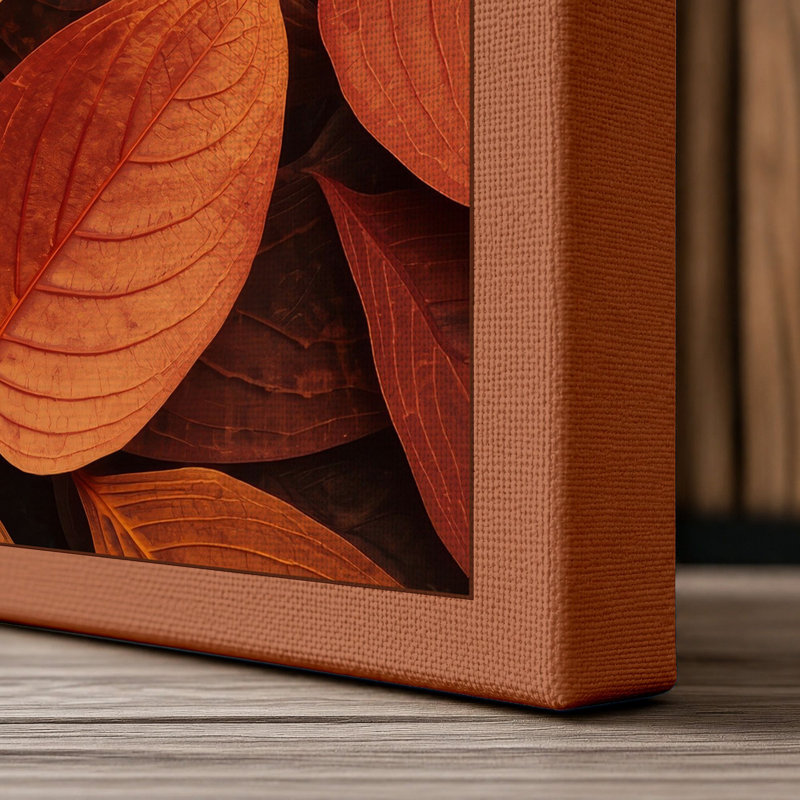 Autumn Leaf Study Botanical - Wrapped Canvas, 18x12 - 45.7 x 30.5 cm, Terracotta Border