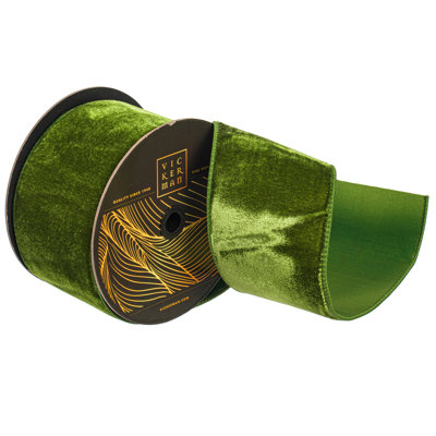  4" Juniper Velvet Wired Ribbon. Juniper Dupion backing.