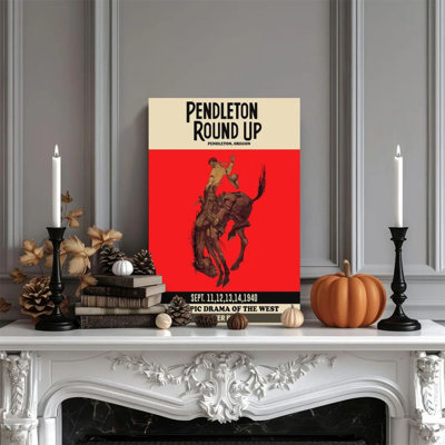1 pièce, reproduction d'art sur toile encadrée - Cowboy chevauchant un cheval, Far West, affiche rétro rétro décorative de style Illustration pour la décoration intérieure, œuvre d'art moderne, cadeau parfait pour la chambre à coucher et le salon