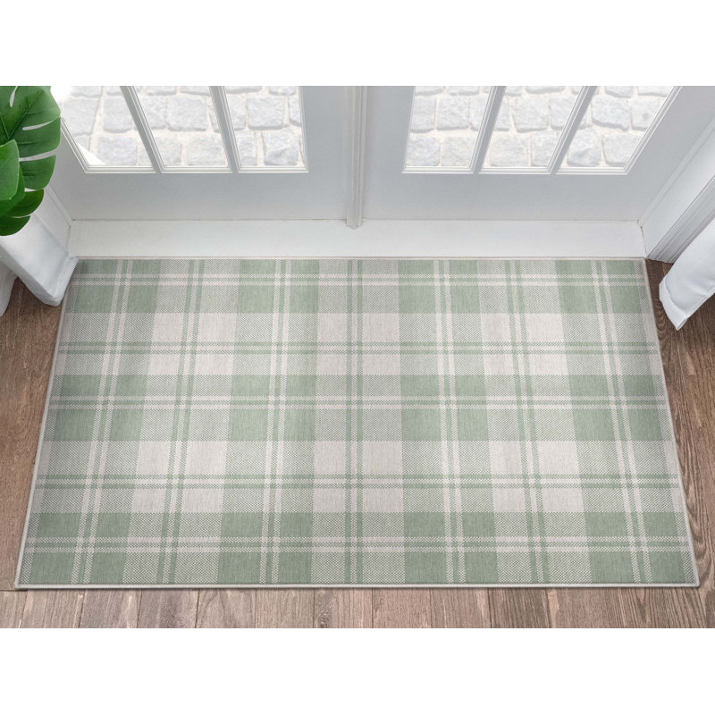 Tapis vert tissé à plat Kehr, Rectangle 3 pi 3 po x 5 pi
