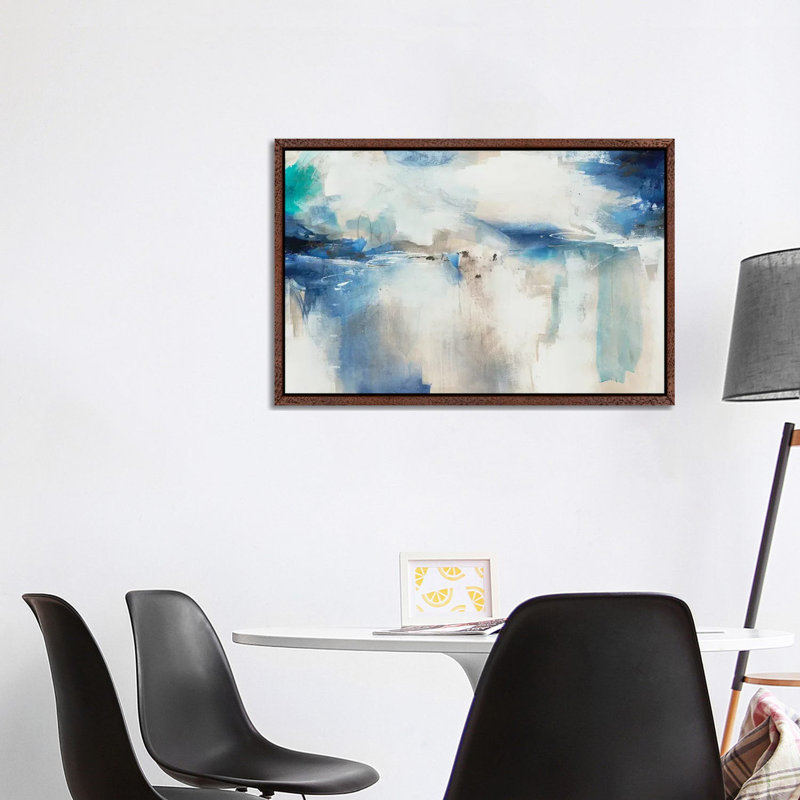 Indigo Impression by Leah Rei - Print on Canvas, Classic Brown Wood Framed, 101.6 cm H x 66.04 cm W