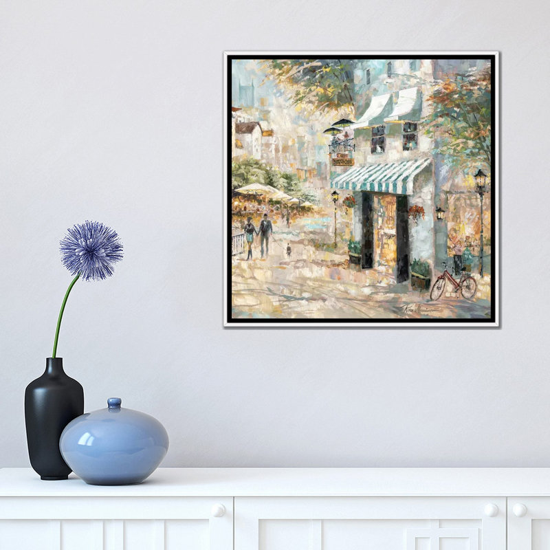 «Rooftop Café Détail II» par Ruane Manning - reproduction d'art, H 18 po x l 18 po x 1,5 po, Toile blanche encadrée