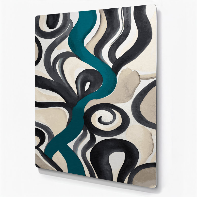 Abstrait aquarelle 90, art mural en métal beige, H 16 po x l 20 po
