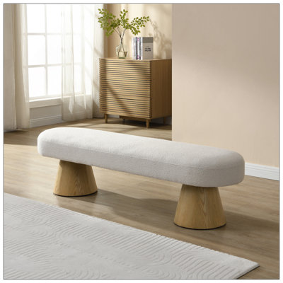 Banc de salle à manger pour la salle à manger, banc de chambre à coucher tapissé à l'extrémité du lit, repose-pieds Boucle pour le salon, pieds en bois avec tabouret