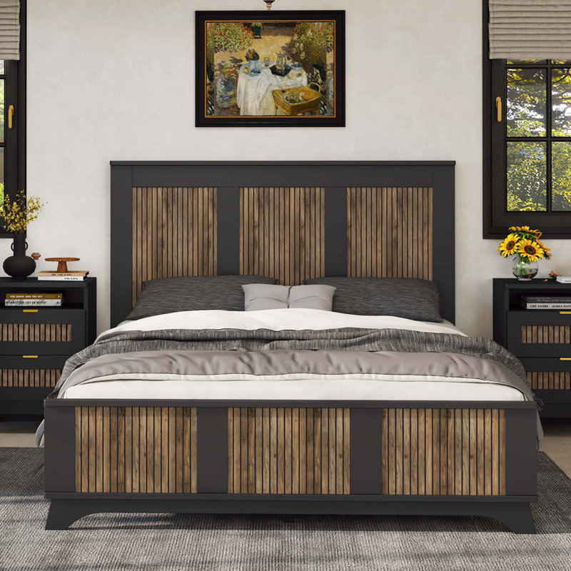 Lit plateforme Farmhouse, Noir, Grand