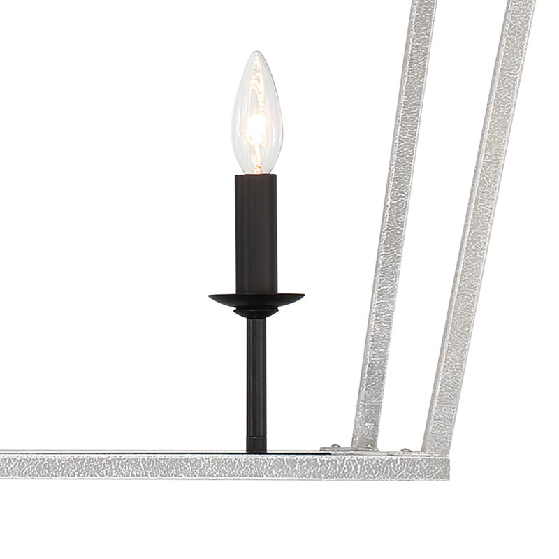 Luminaire suspendu linéaire à 6 lumières pour îlot de cuisine Abrianna, Blanc craquelé / noir