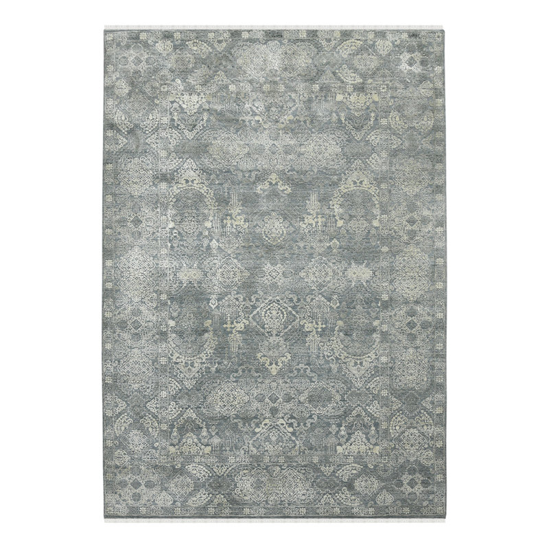 Tapis oriental gris / beige en laine noué à la main Sapphire, Rectangle 2 pi x 3 pi