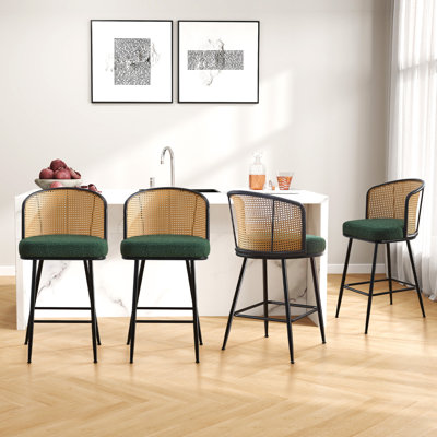 Cane Back Upholstered Counter & Bar Stool