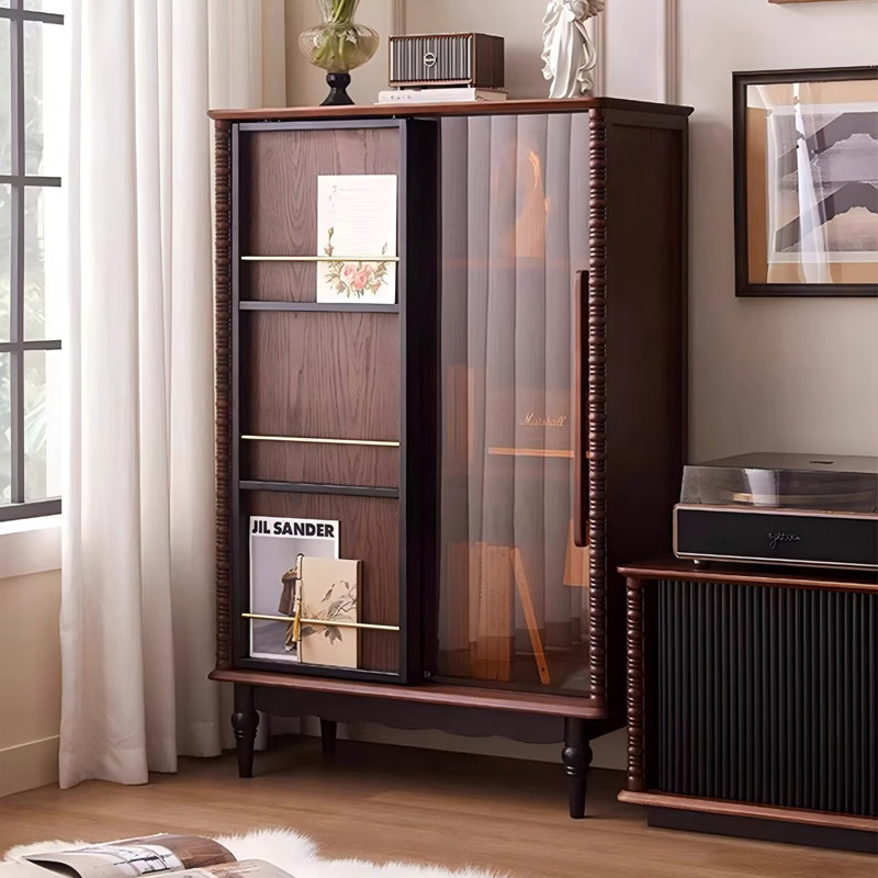 35.43" ash wood high-end Modern Minimalist Luxury display stand for antique items,Book Cabinet Storage Bookcase Storage Cabinets For Living Room, Bedroom, Home Office