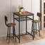 Table de bar 3 pièces brun rustique, 2 tabourets confortables avec, imperméable et chaise, facile à entretenir, idéal pour les tabourets à usage familial, structure en fer de surface, couvre-pieds de tabouret, assemblage simple, idéal