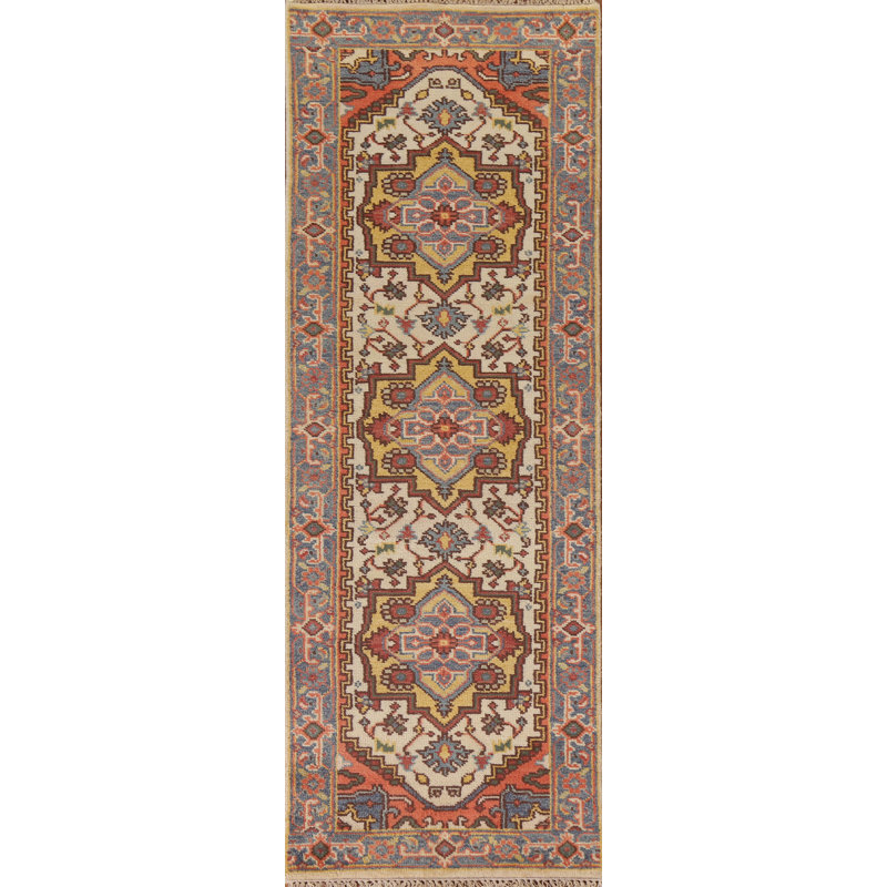 Tapis de couloir géométrique ivoire 2 x 8