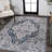 Sarok Boho Medallion Machine-Washable Navy/Light Gray Rug-1069694592