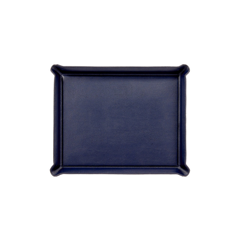 Leather Ottoman Tray, Navy