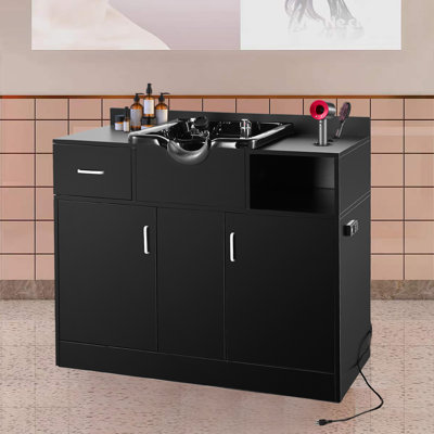41'' L x 18.7'' W Black Freestanding Shampoo Sinks with Faucet