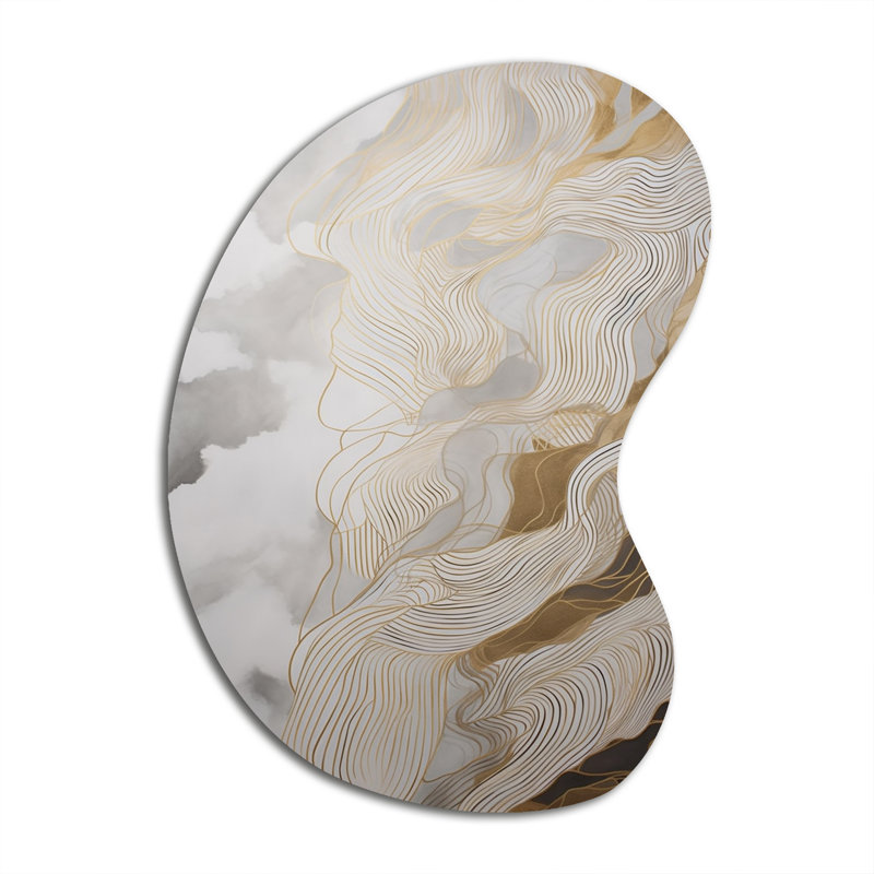 Or et gris ligne abstraite artistique III, H 31 po x l 22 po