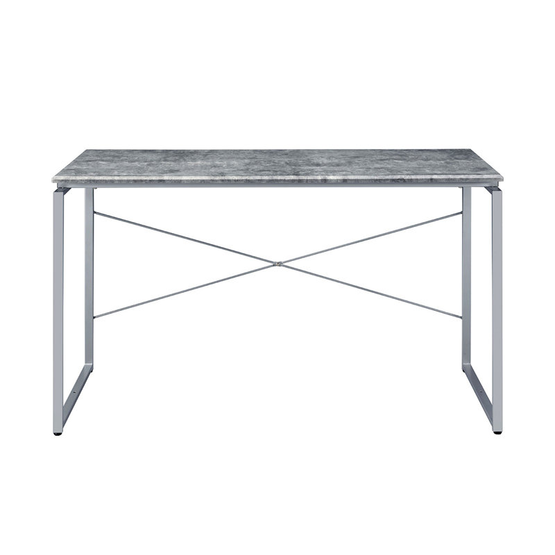 Bureau d'écriture rectangulaire en faux béton, Argent argent