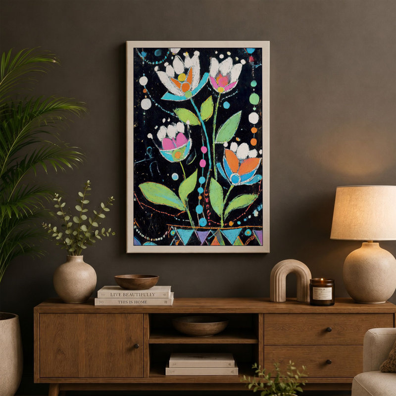Blooming Garden Botanical - Print, 24x16 - 61.0 x 40.6 cm, Taupe Border