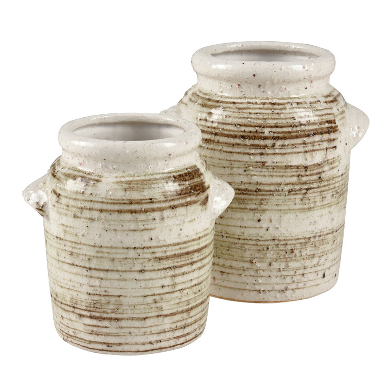 Haddasah Earthenware Table Vase, 7" H x 7" W x 6" D