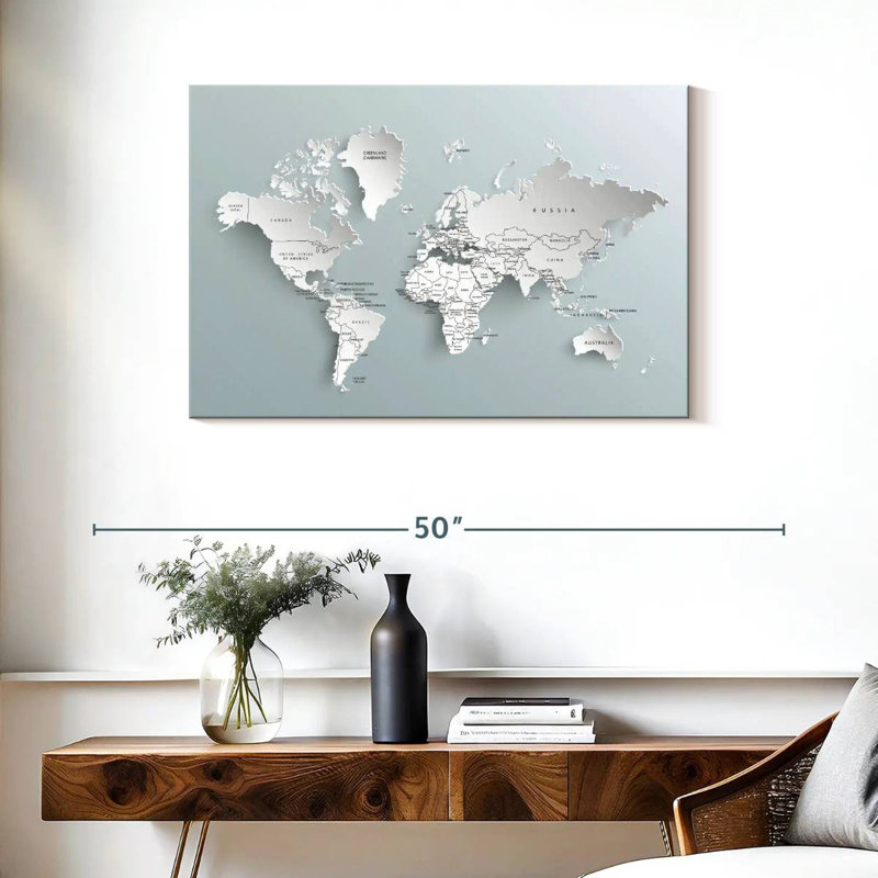 Carte du monde moderne Aliaz, H 24 po x l 36 po