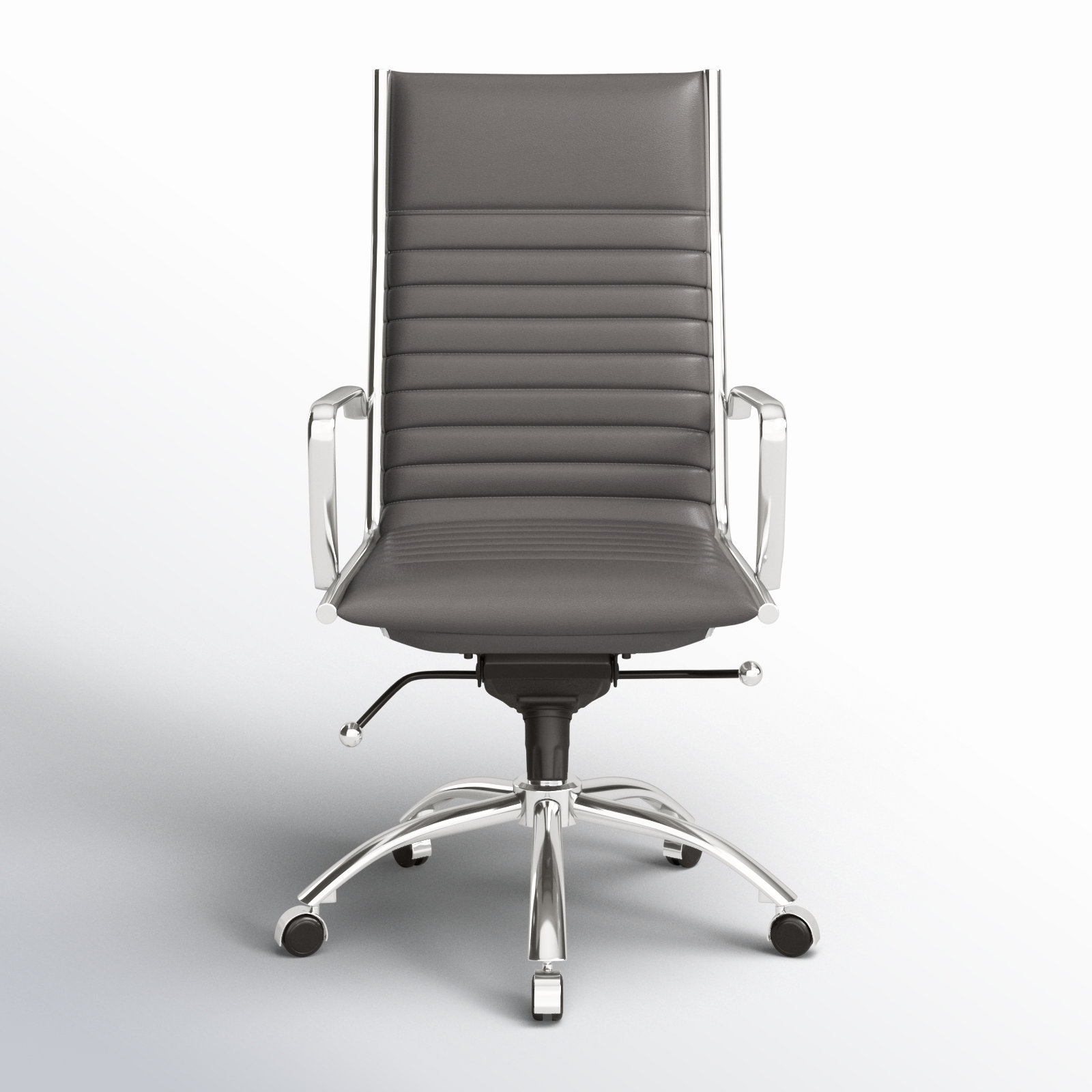 Naida Swivel Office Chair, Gray Faux Leather, Chrome