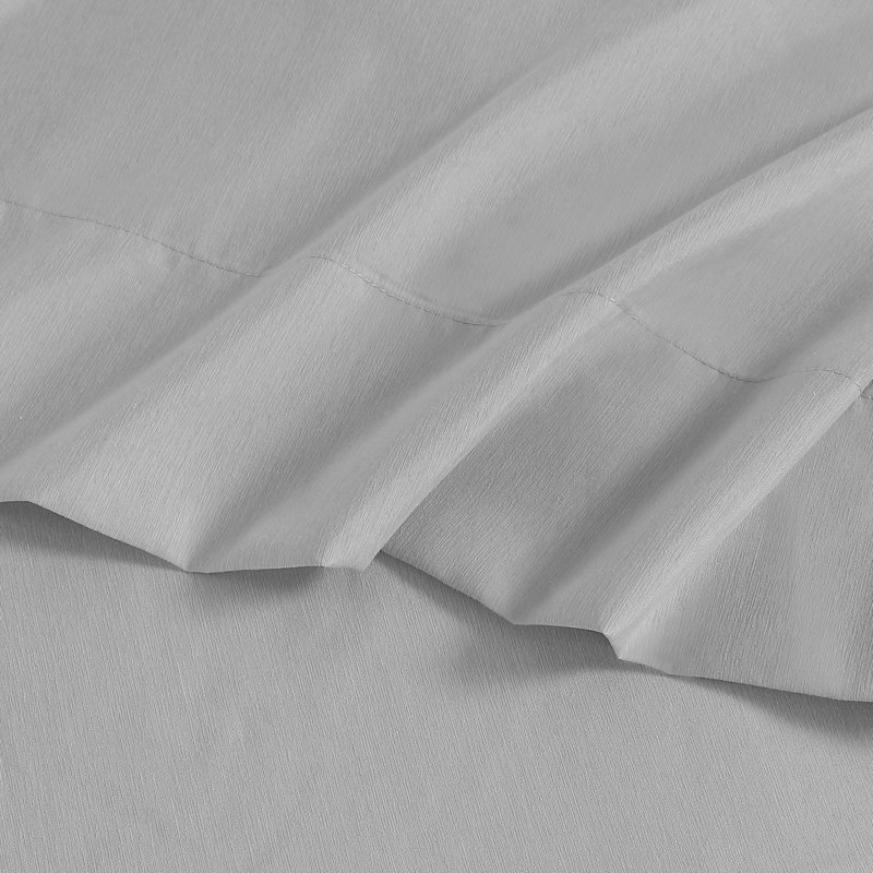 Ensemble de draps en bambou et rayonne avec taies d'oreiller, Gris clair, Ensemble de draps pour très grand lit + 5 pièces