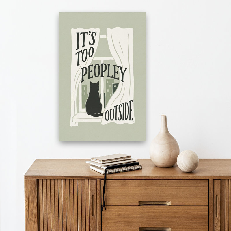 Too Peopley Cat Window Abstract Contemporary Cat City Architecture Wall Art Print 1 Piece Wrapped Canvas Wall Art