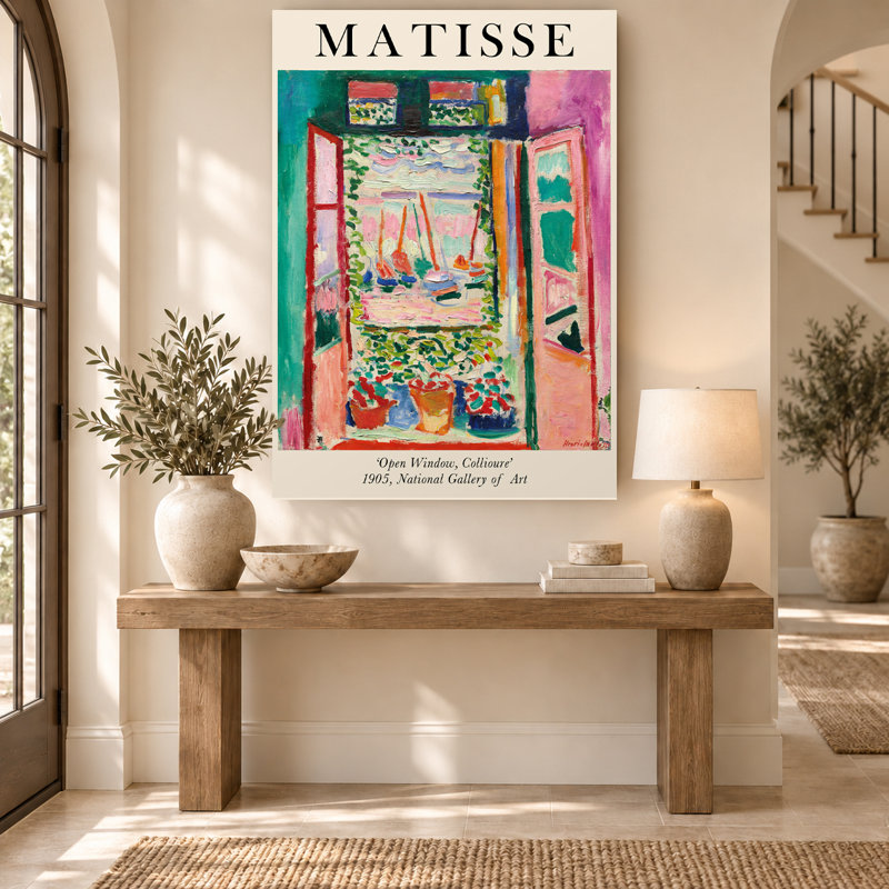 Colorful Matisse Open Window Coastal Exhibition Canvas Wall Art, 36" H x 24" W