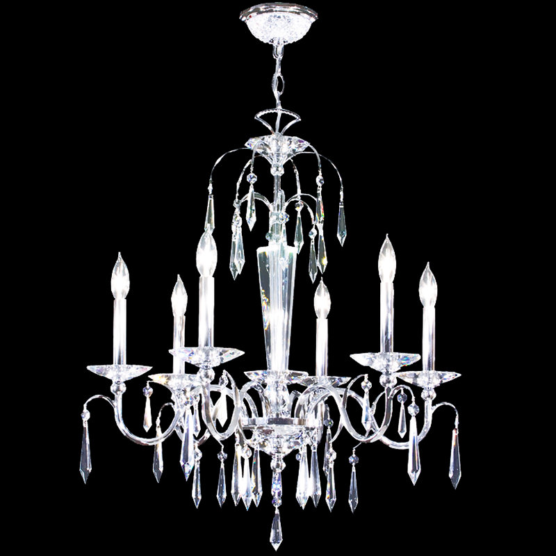 Contemporary 6 - Light Chandelier, Swarovski Strass