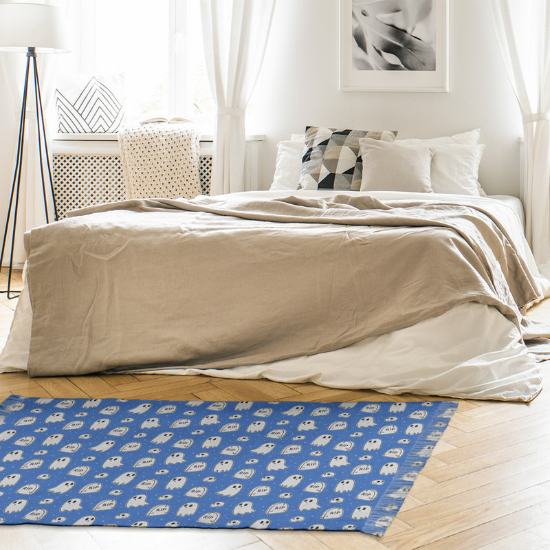 Bleu fantôme classique/Tapis décoratif blanc, non