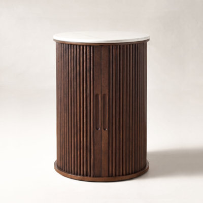 Fluted Round End Table with Storage