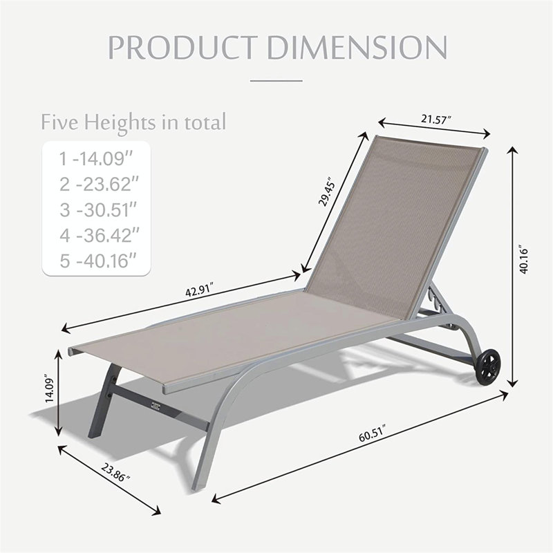 Chaise longue d'extérieur en métal Mehebbet, Kaki