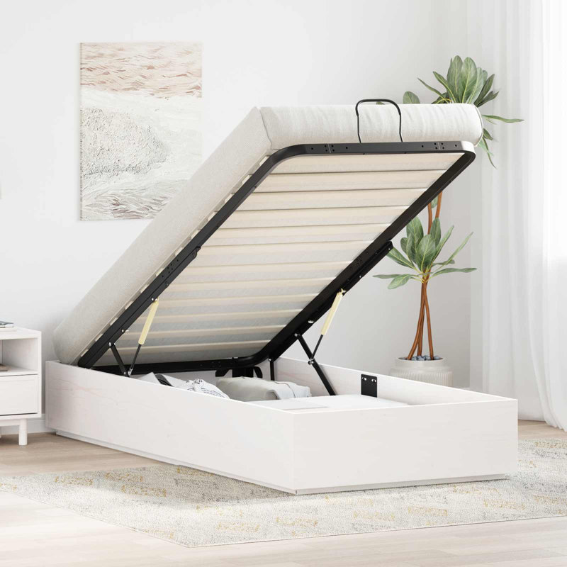 Solid Wood Bed Frame, 140 x 190cm, White