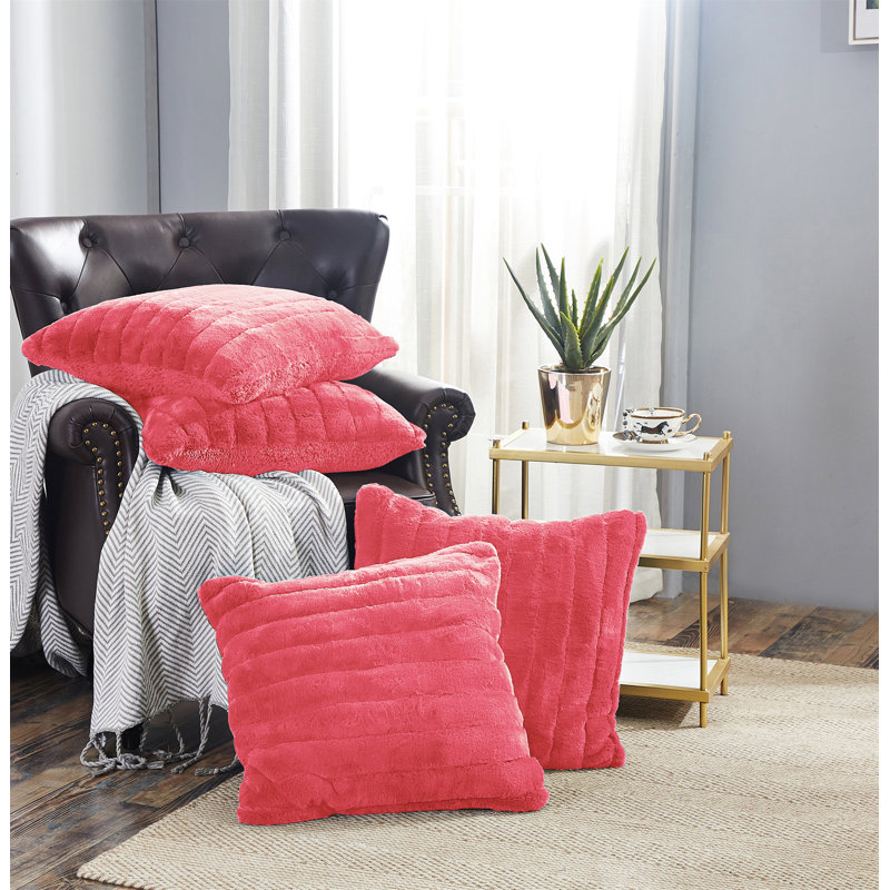 Super Mink Square Pillow Cover, Sugar Coral