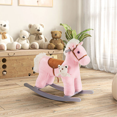 Cheval à bascule en peluche avec ours, Qabo Kids