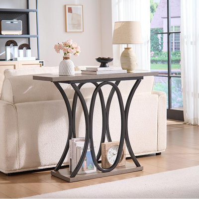 44" Console Table With Geometric Metal Legs And Stable Base, Living Room Furniture For Foyer, Hallway, Entrance
